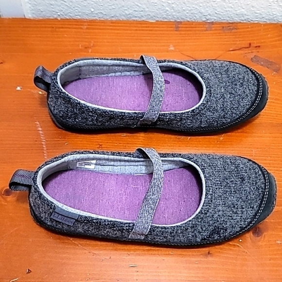 L.L.BEAN WOMEN'S WOOL MARY JANE CLOGS SHOES  IN GRAY SIZE 8M - Picture 1 of 10